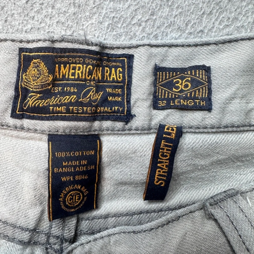 American Rag Jeans Mens 36x32 (38x31) Gray Straight Leg Cotton Denim Pants‎